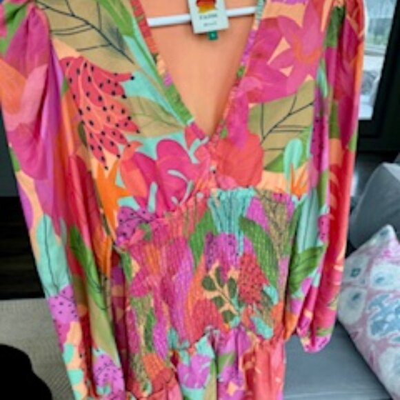 NEW FARM RIO SWEET FOREST LONG SLEEVE MINI DRESS- SMALL - Picture 3 of 4